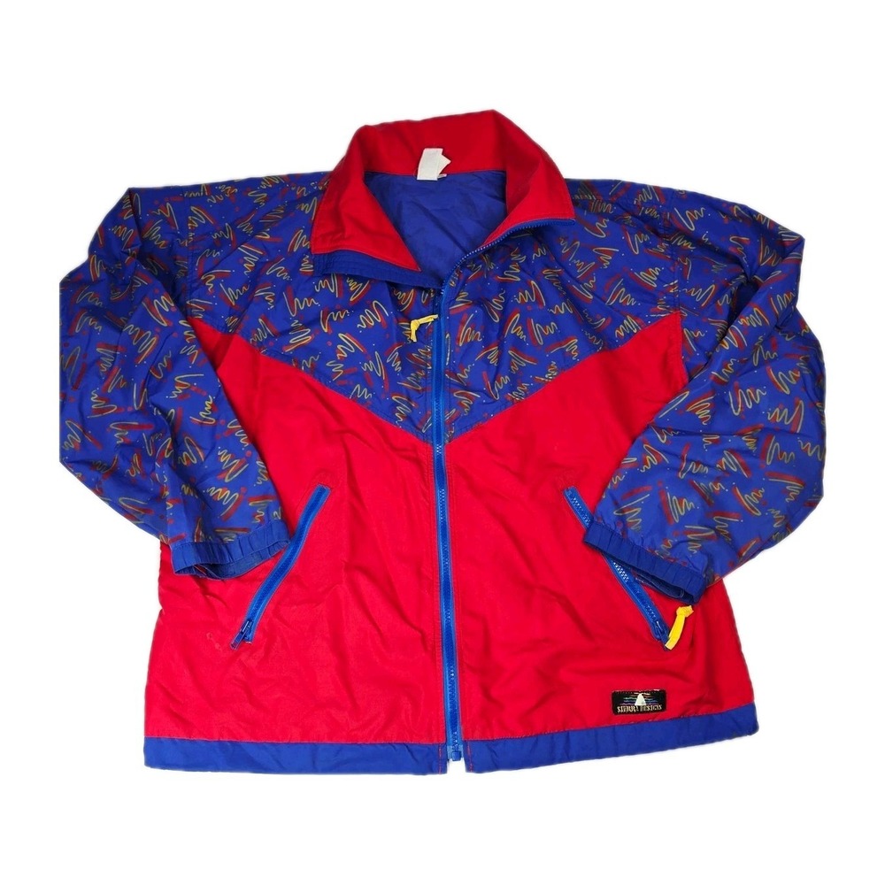 Sierra Designs Vintage 90s Abstract Print Colorblock Windbreaker Jacket Womens M